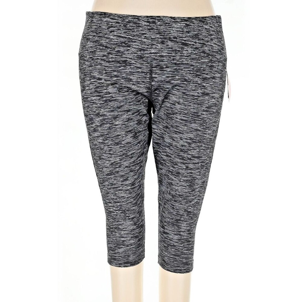 Women's 3X Tummy Control Capri Jogger Pants Black Gray Stripe BCG NWT